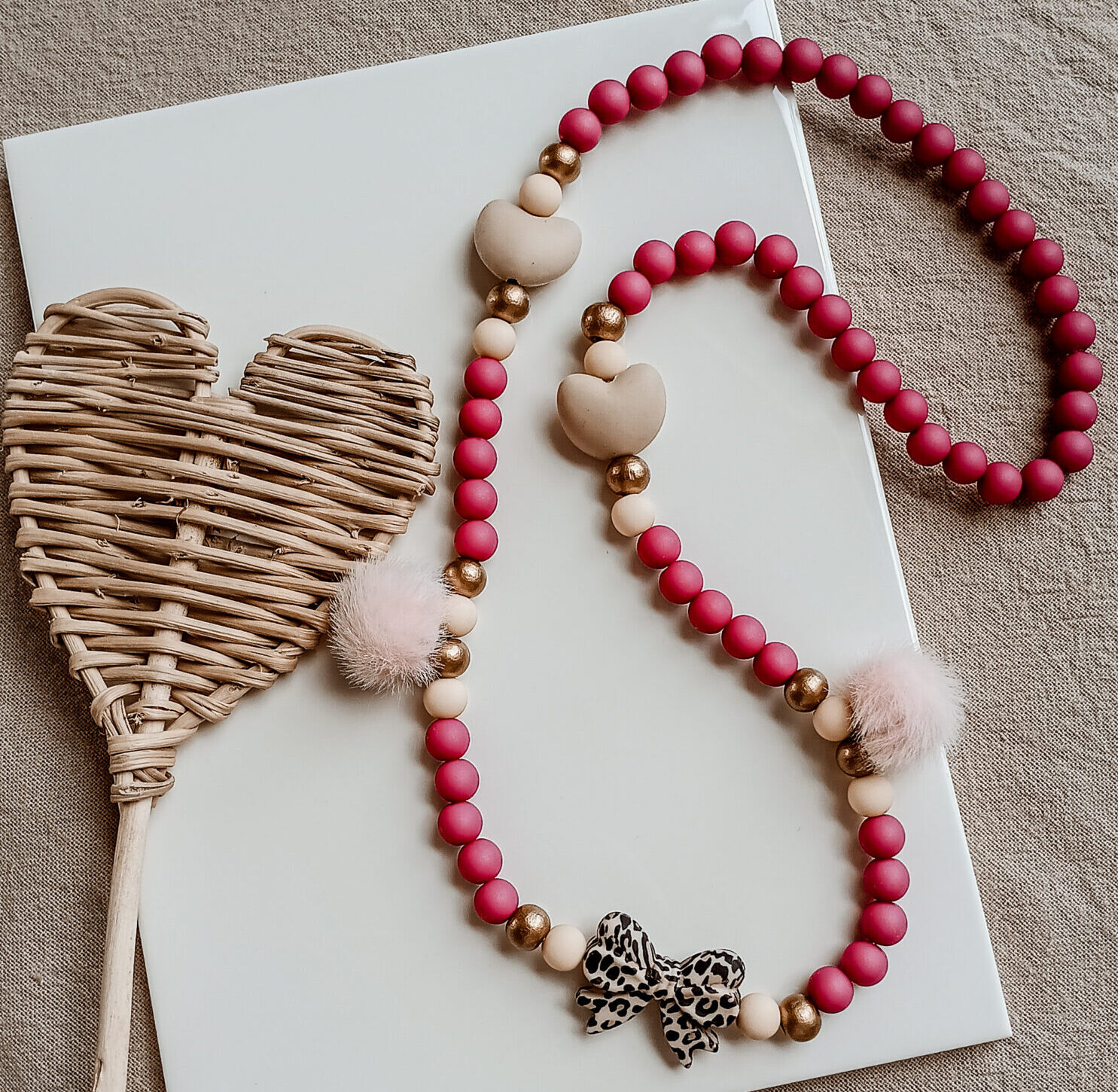 kinderketting leopard pink
